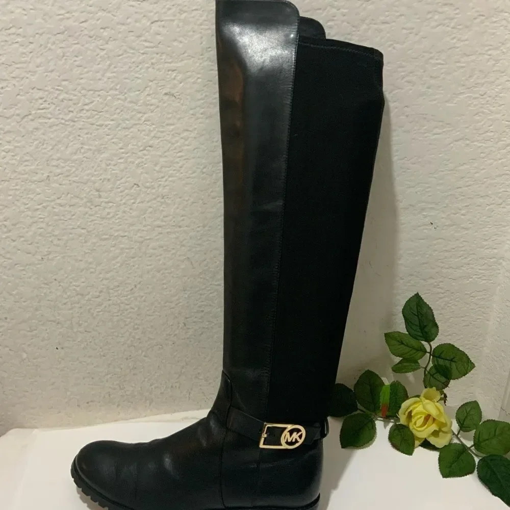 Michael Kors Black Leather  Zip Up over the knee Boots Size 9 M